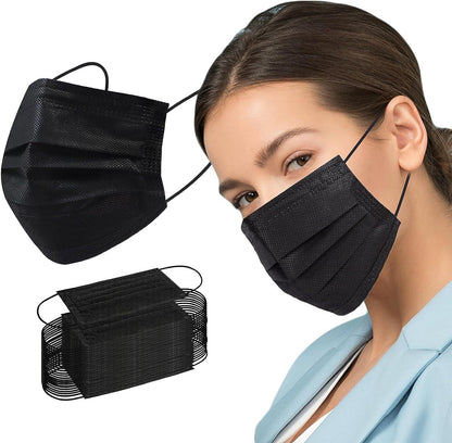 1000 PCS Protective Disposable Face Mask Cover 3 Ply Disposable Masks - Black