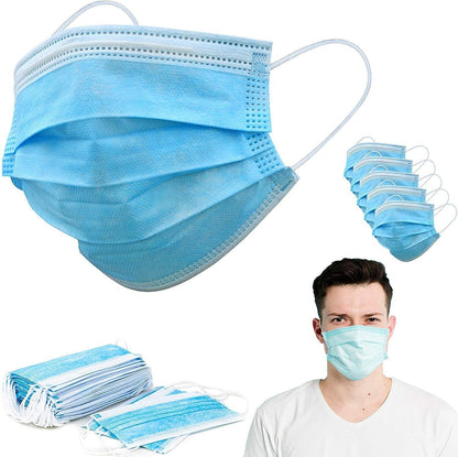 100 PCS Protective Disposable Face Mask Cover 3 Ply Disposable Face Masks - Blue