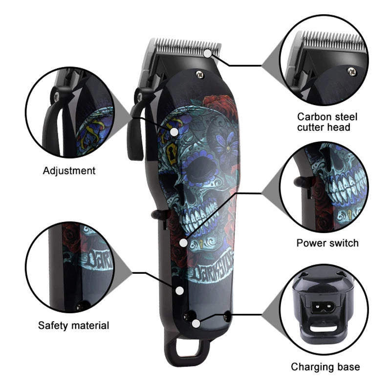 2024 Kemei Cordless hair clipper professional hair trimmer men electric powerful beard hair cutting machine lithium battery 100v-240v