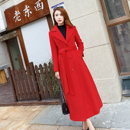 2024 New Autumn/Winter Long Windbreaker Wool Coat American Slim Temperament Thick Overcoat High-grade Women's Woolen Jacket Coats