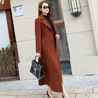 2024 New Autumn/Winter Long Windbreaker Wool Coat American Slim Temperament Thick Overcoat High-grade Women's Woolen Jacket Coats