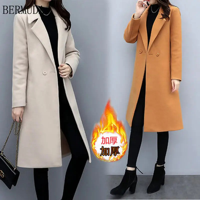 2024 autumn and winter new women's self-cultivation wild fashion thickening woolen coat in the long section FREE SHIPPING FREE SHIPPING FREE SHIPPING