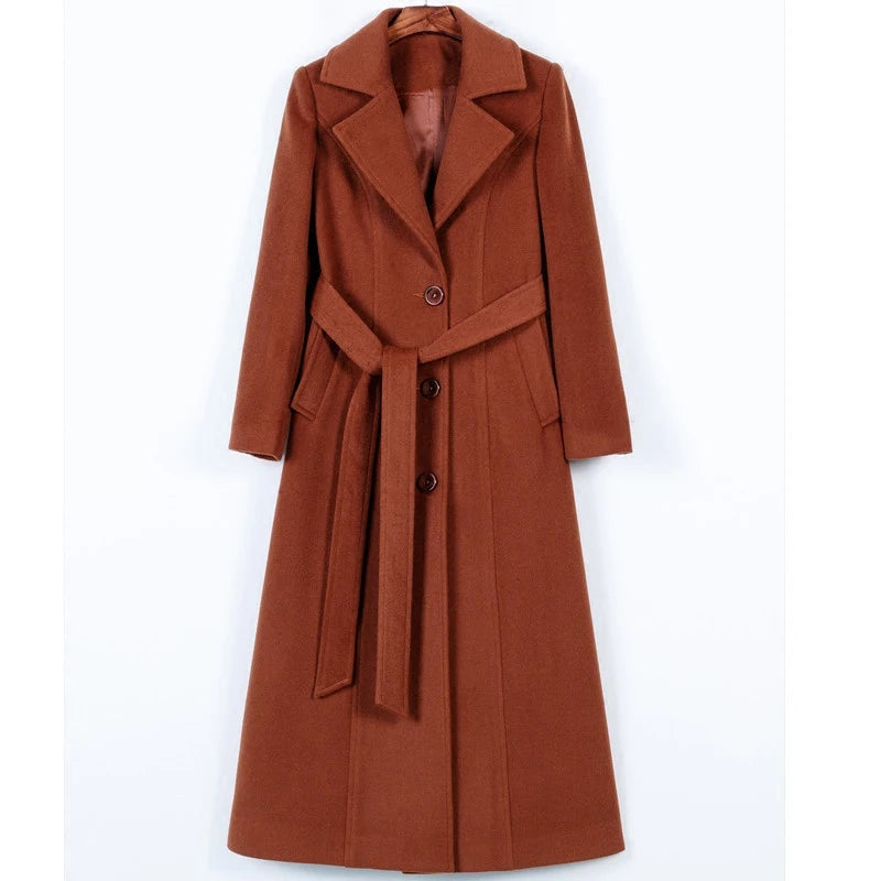 2024 New Autumn/Winter Long Windbreaker Wool Coat American Slim Temperament Thick Overcoat High-grade Women's Woolen Jacket Coats