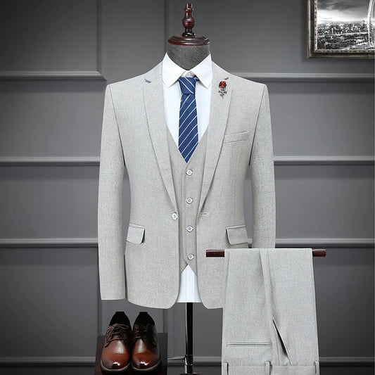 2023 New Fashion Groom Wedding Dress Suits / Men's Casual Business 3 Piece Set Jacket Coat Trousers Blazers Pants Vest Waistcoat