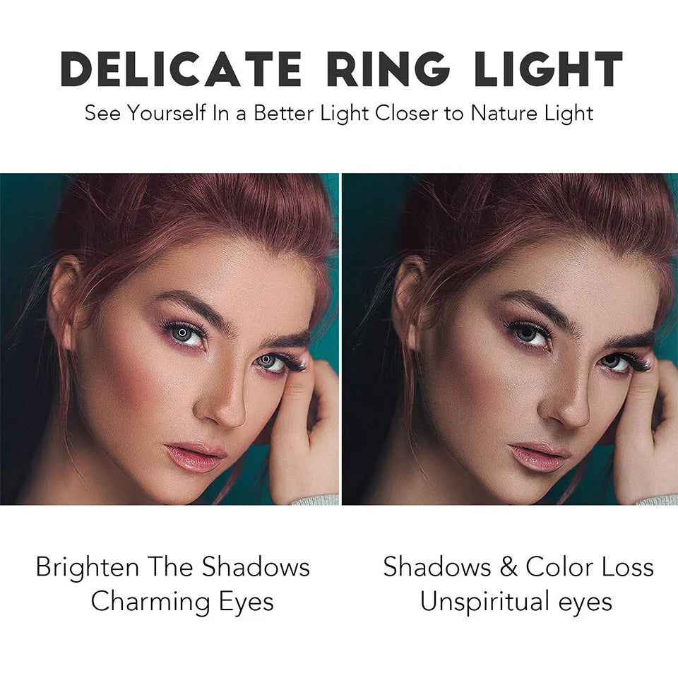 10inch Dimmable Ring Light Selfie LED Round Lamps USB With Phone Holder Tripod Stand For Tiktok Video Light Makeup Photography