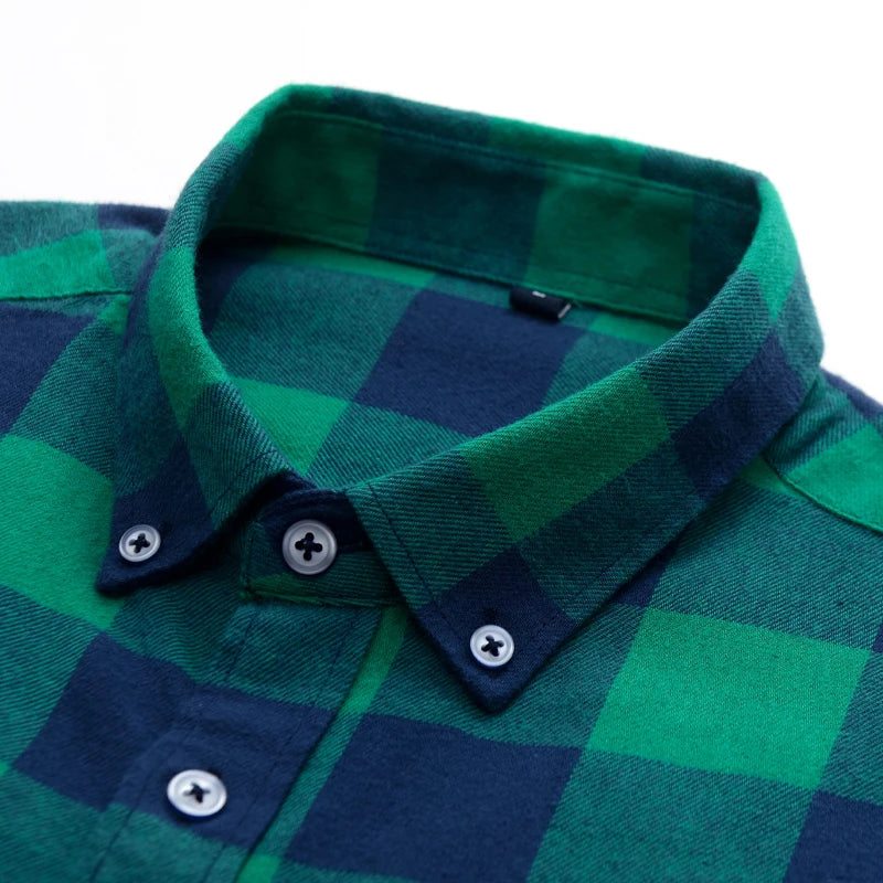 2024 New Men Plaid 100% Cotton Spring Autumn Casual  Long Sleeve Chemise Homme Male Check Shirts