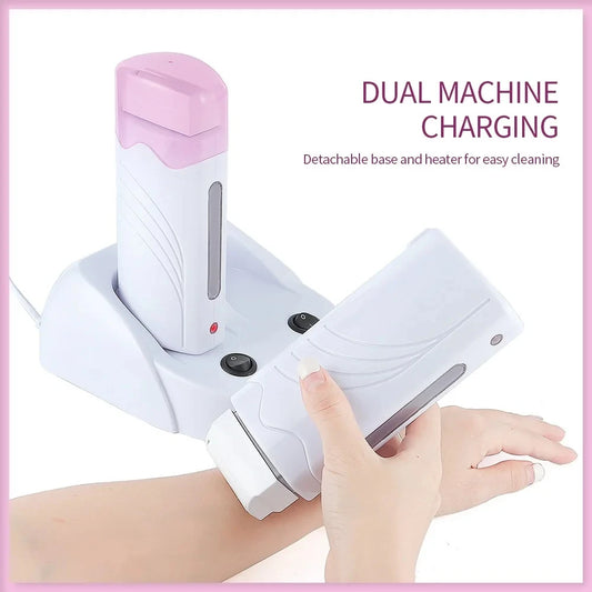 40W Dual Rolling Wax Heater - Double Epilator Depilatory Waxing Machine for Cartridge Roll-On Wax, Hair Removal for Body