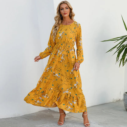 2023 Sping Summer Bohemian Women Maxi Dress Casual Long Sleeve High Waist Beach Woman Chiffon Dresses Floral Vestidoes Mujer New