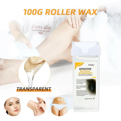 100g Honey Hot Depilatory Hair Removal Wax Cartridge - Transparent, Natural Body Hair Remover, Heating Roller Wax