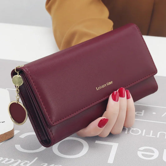 2024 Fashion Women Wallets Brand Letter Long Tri-fold Wallet Purse Fresh Leather Female Clutch Card Holder Cartera Mujer