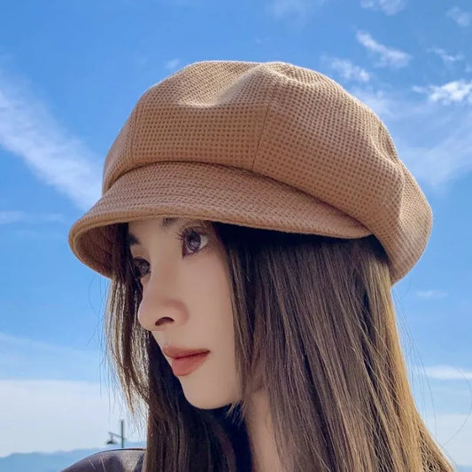 2022 New Spring Autumn Women's Versatile Sea Military Cap Lady Student British Beret Style Street Octagonal Loose Hat