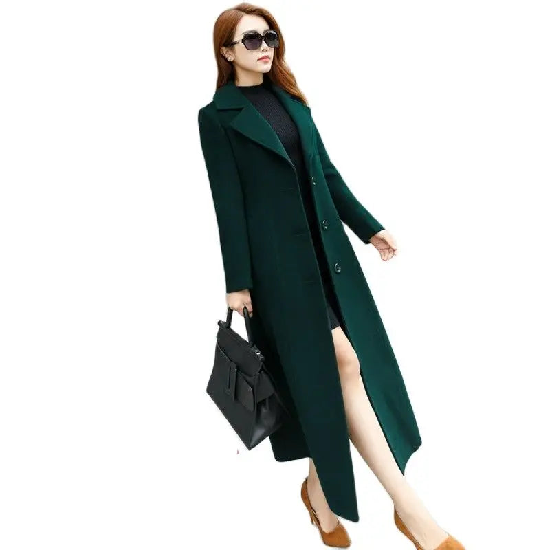 2024 New Autumn/Winter Long Windbreaker Wool Coat American Slim Temperament Thick Overcoat High-grade Women's Woolen Jacket Coats