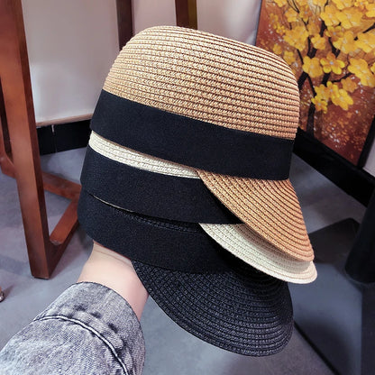 2022 Summer Straw Hats for Women Panama Equestrian Hat Outdoor Casual Beach Sun Caps Female Breathable Travel Visor Baseball Cap