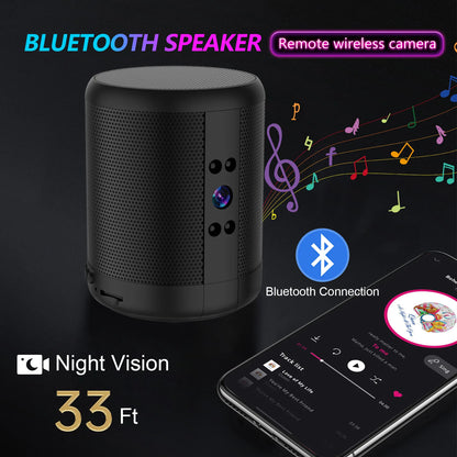 1080P HD Mini Wifi Camera Bluetooth Speaker - Home Security Surveillance with Two-way Remote Intercom, Night Vision, 3600mAh Battery