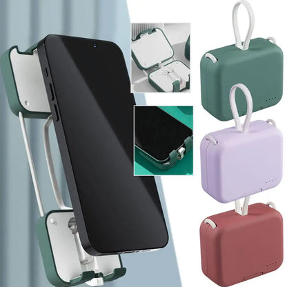 1PCS 3 In 1 Multi-functional Mobile Phone Power Bank 5000mAh Foldable Double Back Clip External Battery Charger Case Holder New