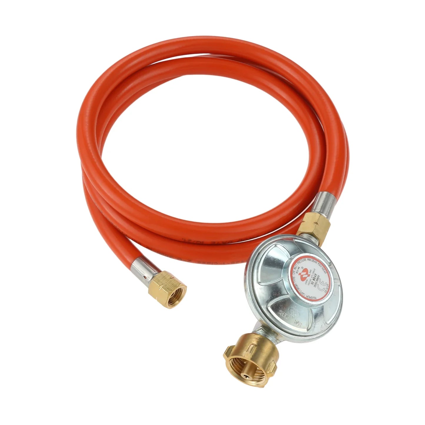 2pcs/1set Gas Regulator Pressure 50 Mbar + Gas Hose 150cm 1/4 Inch Left Thread 1/2" R X 1/4" Lks LPG Adapter Grill Camping BBQ