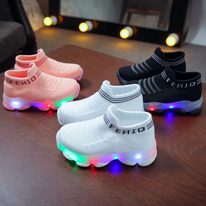 2024 Kids Casual Sneaker Kids Shoes for Girl  LED Light Shoes Sports Shoes Luminous Socks Shoes Cozy Young Children Boys Shoes Tennis