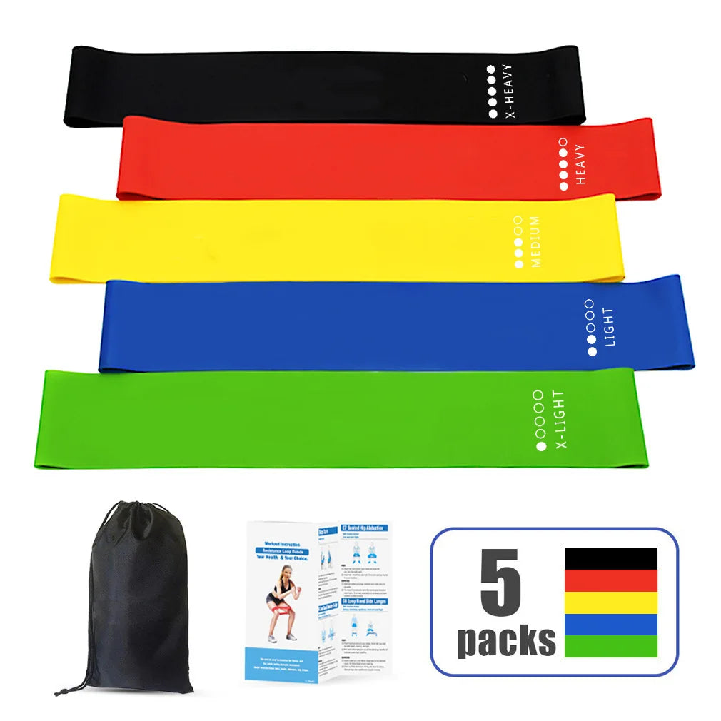 2024 5PCS Workout Bands Fitness Equipment Exercise Resistance Loop Band Set Of With Carry Bag For Legs Butt Arms Yoga Fitness Pilates