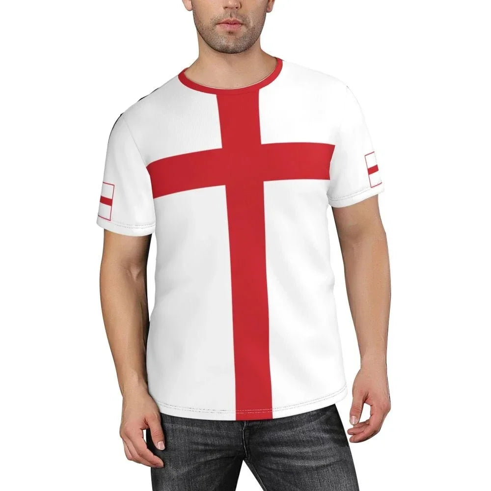 2024 England Flag Badge 3D T-shirt for men's and women's T-shirt team clothing Football fans gift