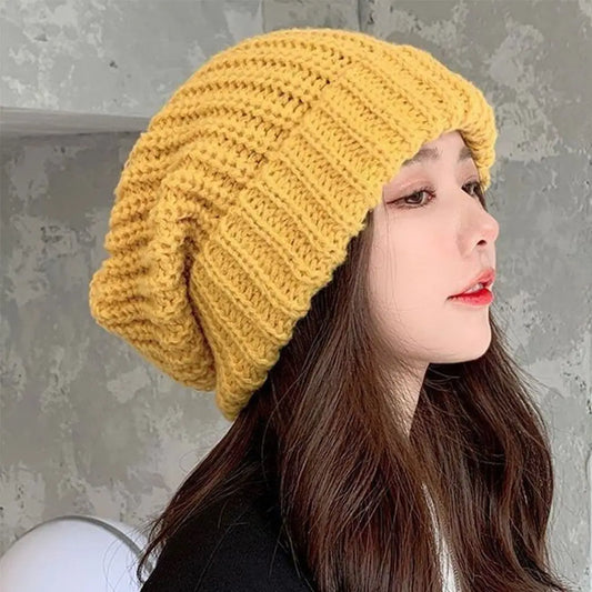 2024 Winter Warm Hats - Casual Stacking Knitted Bonnet Caps for Men & Women, Solid Color Hip-Hop Beanies