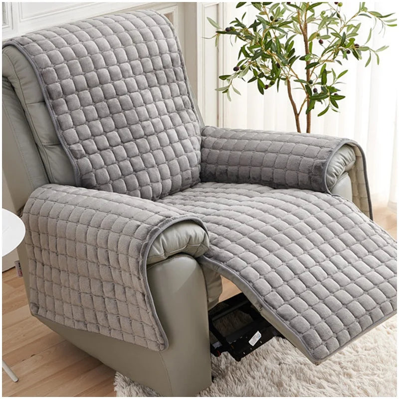 1 Seater Recliner Sofa Cover Flannel Velvet Non-Slip Chair Protector Covers Relax Lazy Boy Single Chairs Slipcovers Home Decor