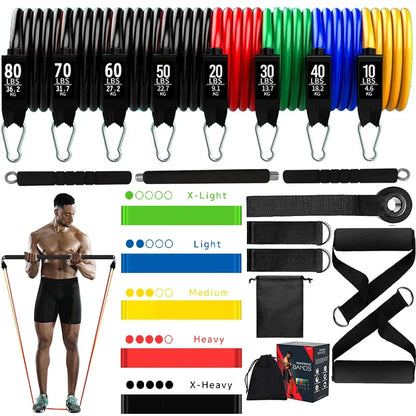 2024 Pilates Bar Kit with Resistance Bands Set 360LBS Elastic Bands for Fitness Sports Pull Rope Workout Bar Home Gym Exercise Bands