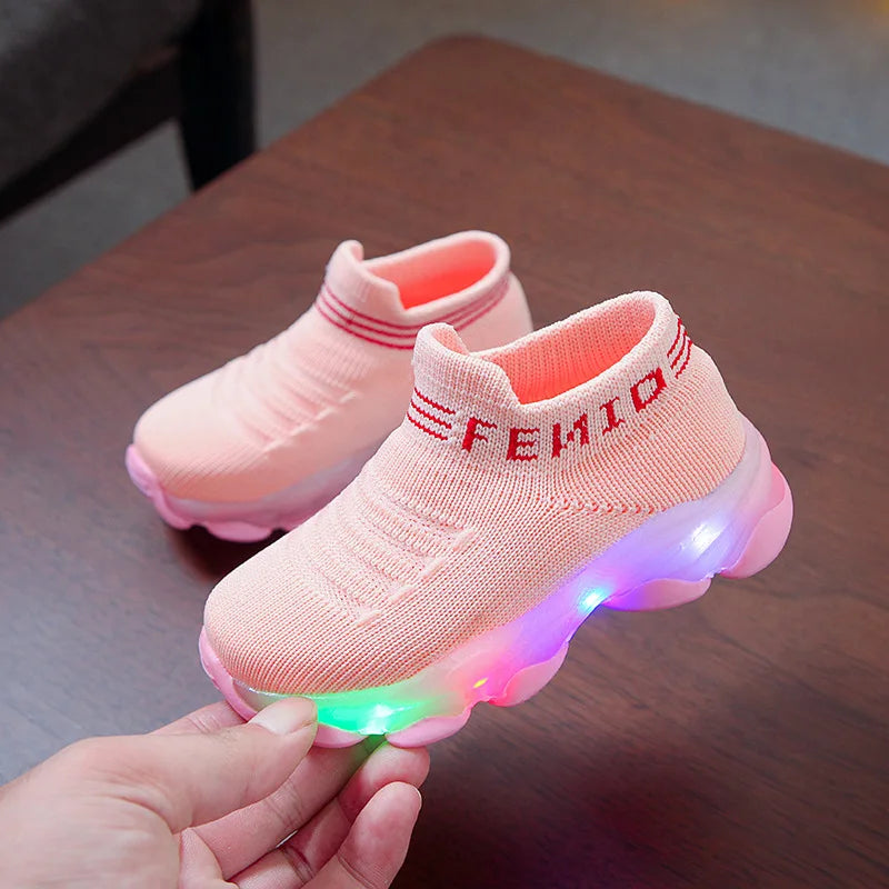 2024 Kids Casual Sneaker Kids Shoes for Girl  LED Light Shoes Sports Shoes Luminous Socks Shoes Cozy Young Children Boys Shoes Tennis