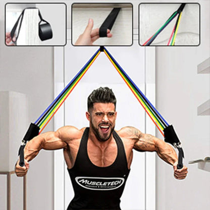 2024 Pilates Bar Kit with Resistance Bands Set 360LBS Elastic Bands for Fitness Sports Pull Rope Workout Bar Home Gym Exercise Bands