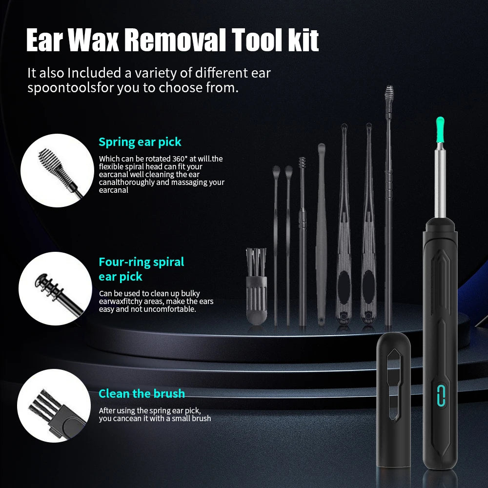 2024 Ear Cleaner with camera Set Ear Sticks Otoscope USB C Charging Endoscope Wax Removal Tool Earpick MIni Camera Ear Cleaning Set