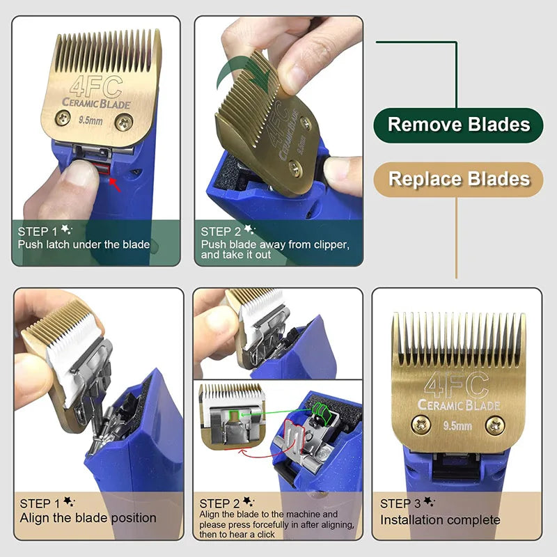 7FC/5FC/4FC/#10/#15/#30/#40 Detachable Pet Dog Clipper Ceramic Pro Blades Set For Andis,Oster A5,Wahl KM10 Series Clippers