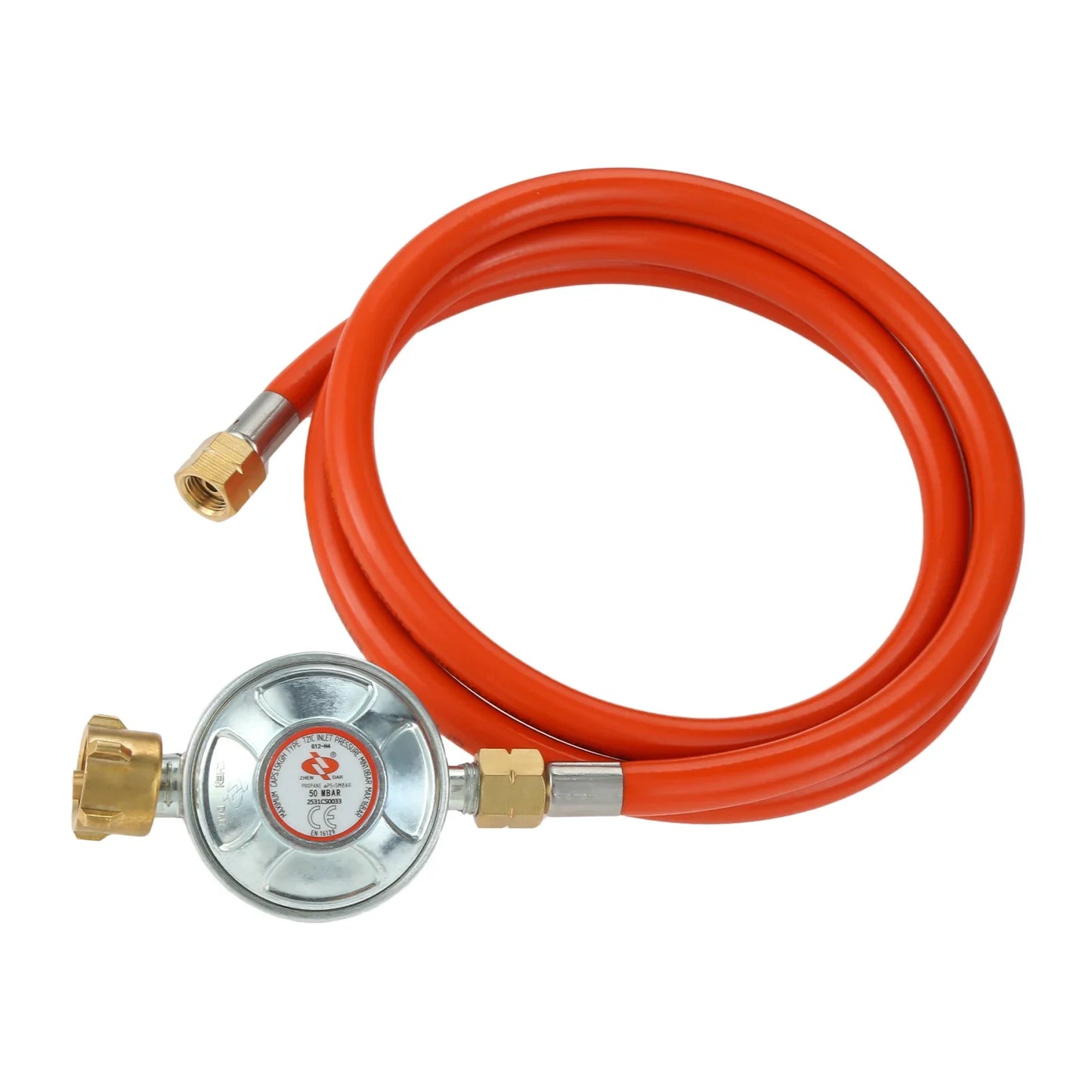 2pcs/1set Gas Regulator Pressure 50 Mbar + Gas Hose 150cm 1/4 Inch Left Thread 1/2" R X 1/4" Lks LPG Adapter Grill Camping BBQ