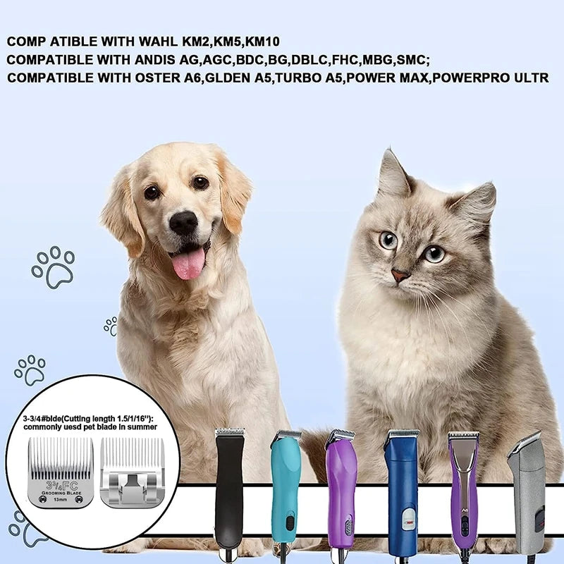 2PC Detachable Pet Clipper Replacement Blades Compatible with Andis Pet Clipper/Oster A5/Wahl KM Series Dog Clipper,Ceramic Set