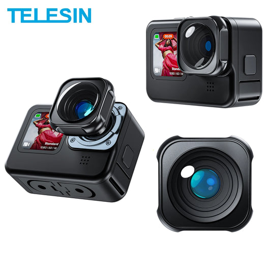 2024 TELESIN Ultra-wide Angle 155° Lens Mod GoPro12 Anti Shake Aluminum Alloy Waterproof Max Lens Mod For GoPro Hero 9 10 11 12