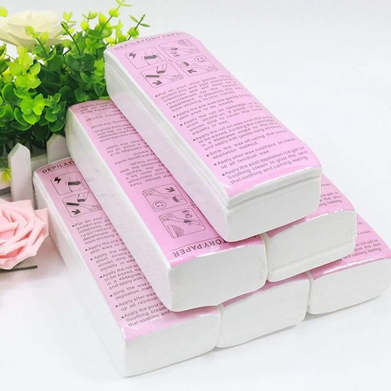 100Pcs Professional Hair Removal Waxing Strips - Non-Woven Fabric Waxing Papers, Depilatory Beauty Tool for Leg Hair Removal